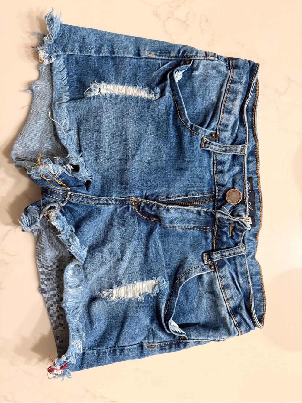 Women's Frayed Light Blue Denim Jean Shorts